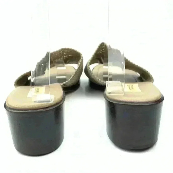 Talbots womens sandals 11 taupe 80s 90s vintage square toe slides coastal granny - Picture 4 of 13